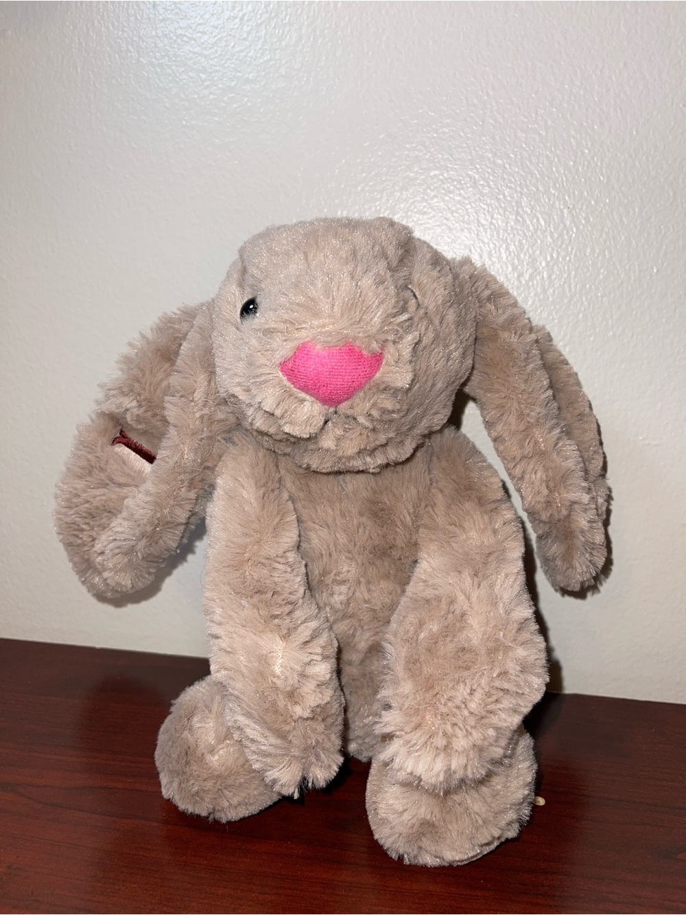 Jellycat Beige Plush Bunny with Pink Nose